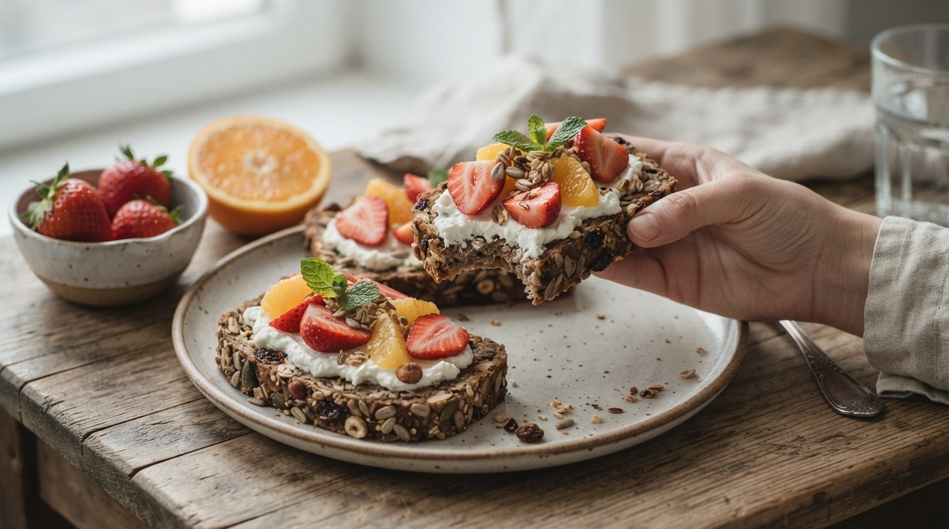 Mueslibrood met Kwark en Vers Fruit recept Mueslibrood met Kwark en Vers Fruit recept