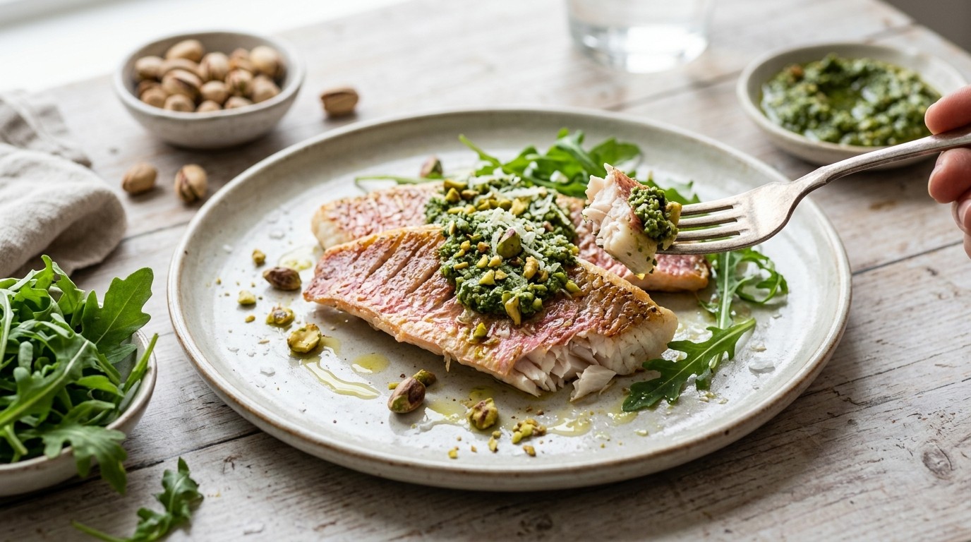 Mulfilet met Pesto van Rucola