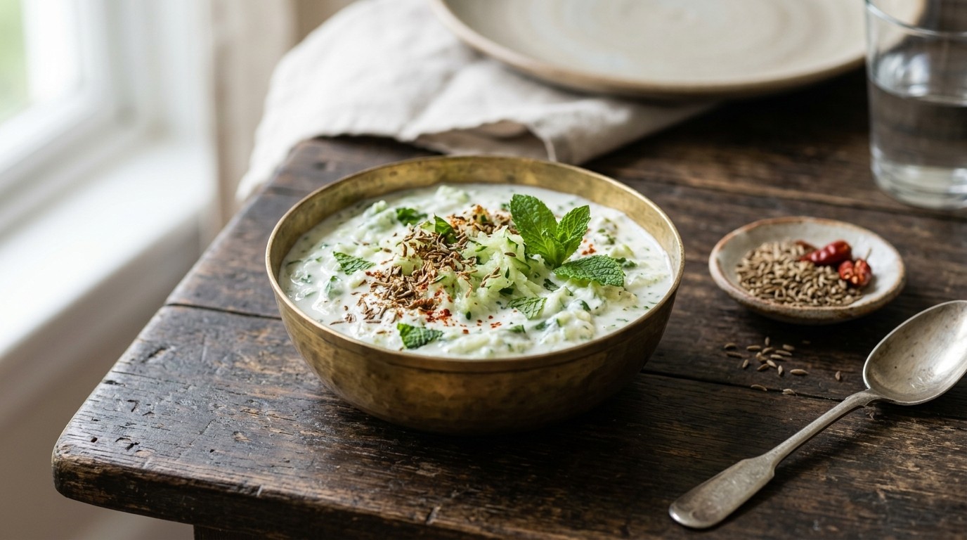 Munt-Komkommer Raita recept Munt-Komkommer Raita recept
