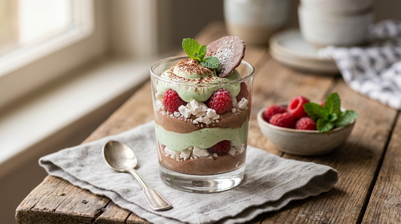 Muntchocoladeroom met Schuimpjes en Frambozen