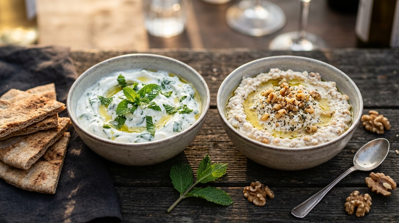 Muntyoghurt en Feta-notendip