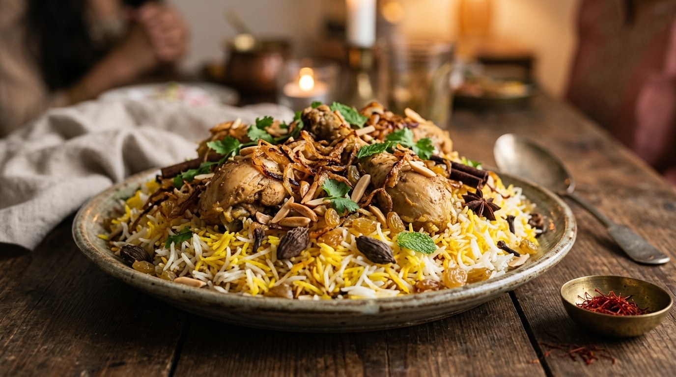 Murgh Briyani (Saffraanrijst met kip)
