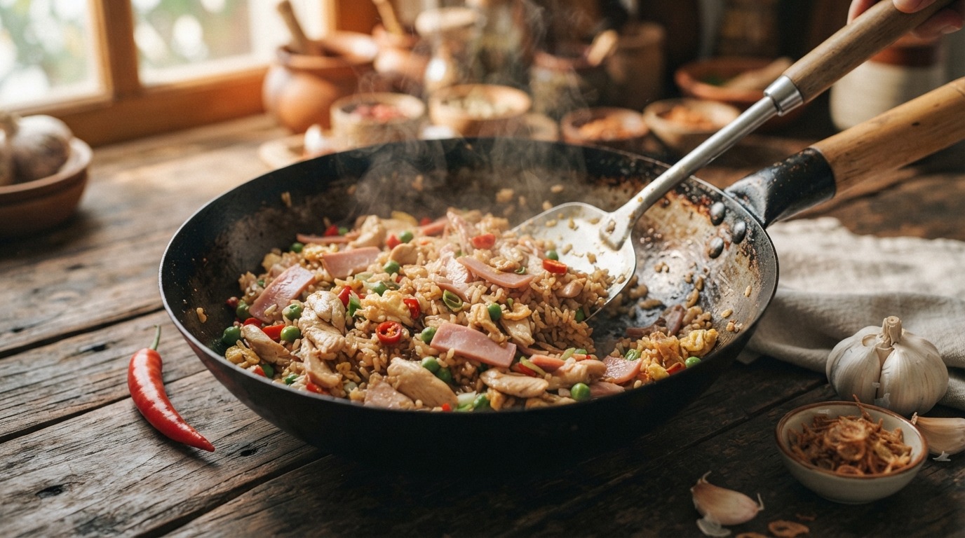 Nasi met Restjes Vleeswaren