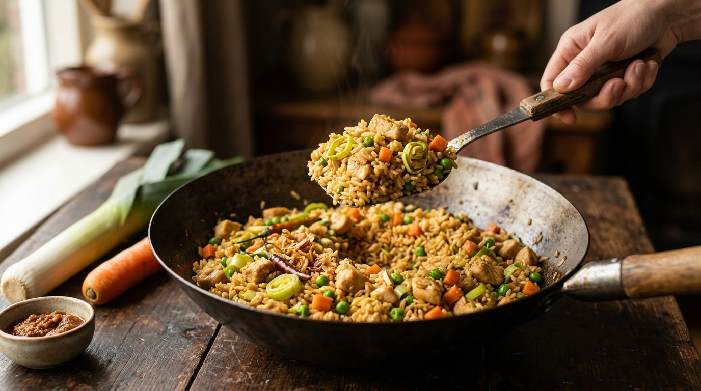 Nasi met Verse Groente en kip