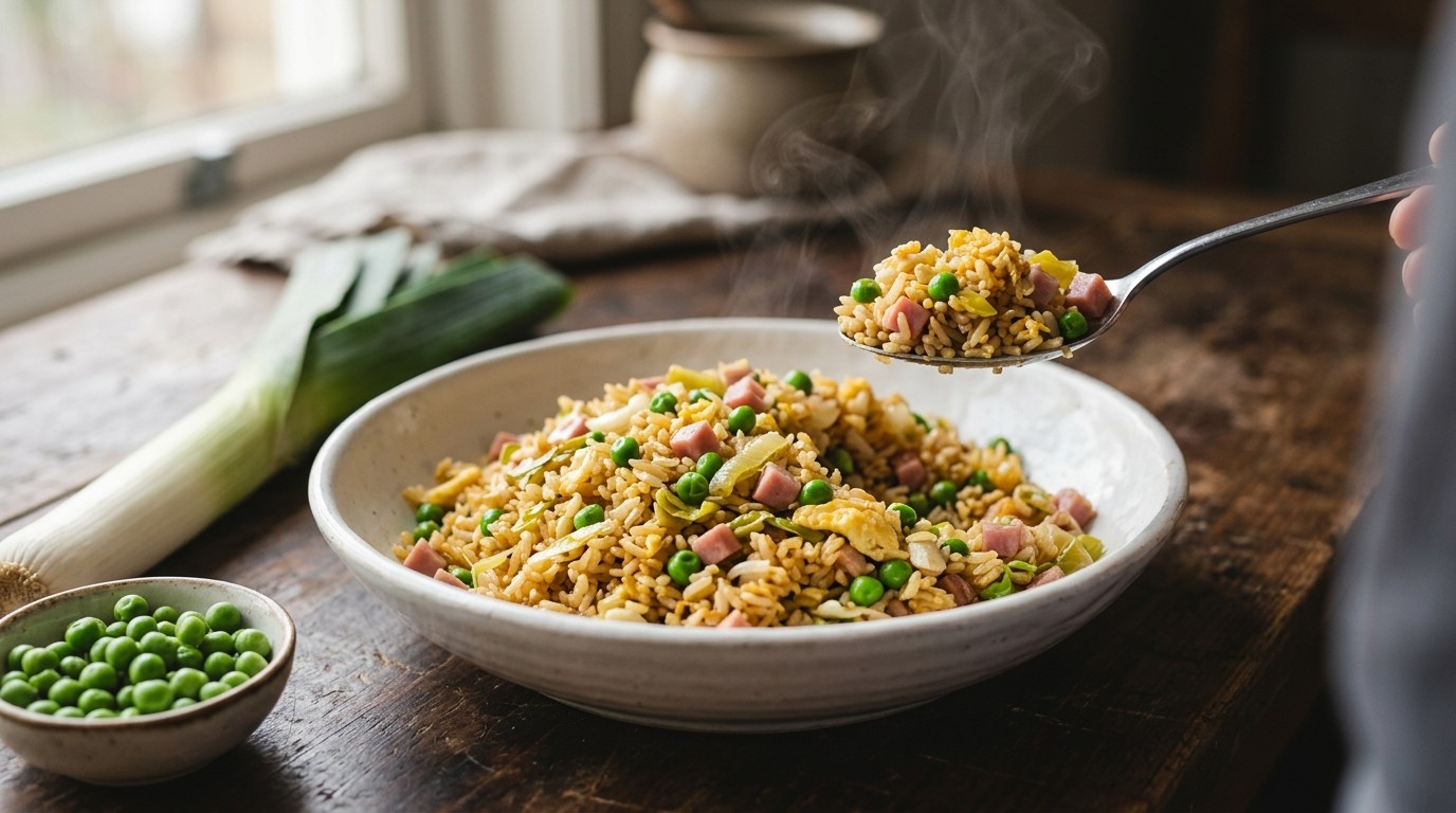 Nasi Peck Swie (gebakken Rijst met ei Erwten en ham) recept Nasi Peck Swie (gebakken Rijst met ei Erwten en ham) recept