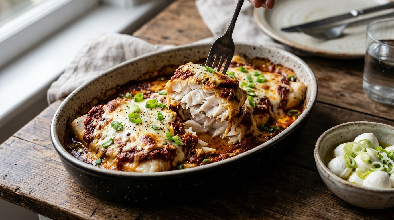 Nijlbaars met Rode Pesto en Mozzarella