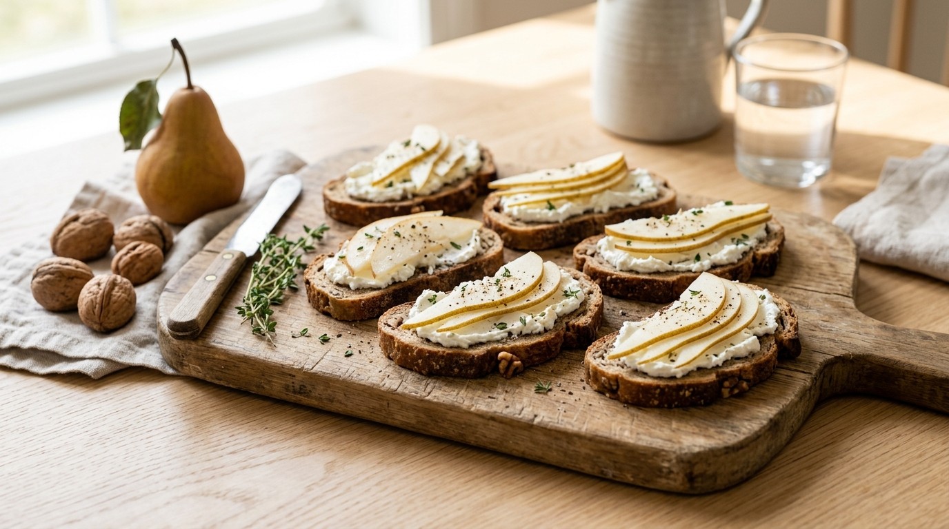 Notenbrood met Geitenkaas en Peer