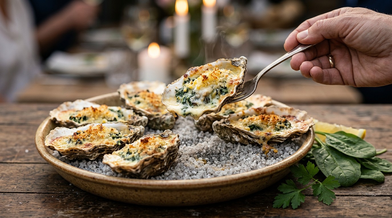 Oesters Gegratineerd met ei en Spinazie recept Oesters Gegratineerd met ei en Spinazie recept