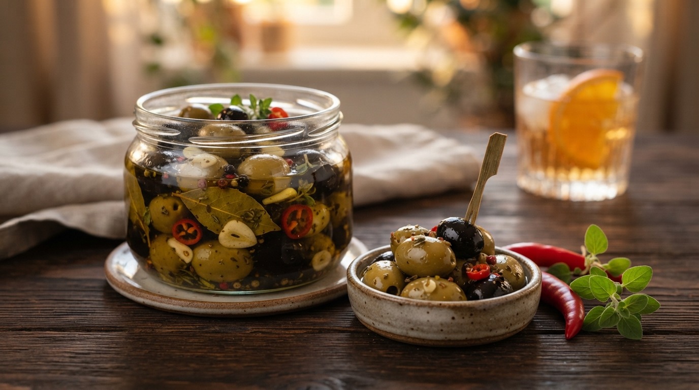 Olijven in Pittige Knoflookmarinade