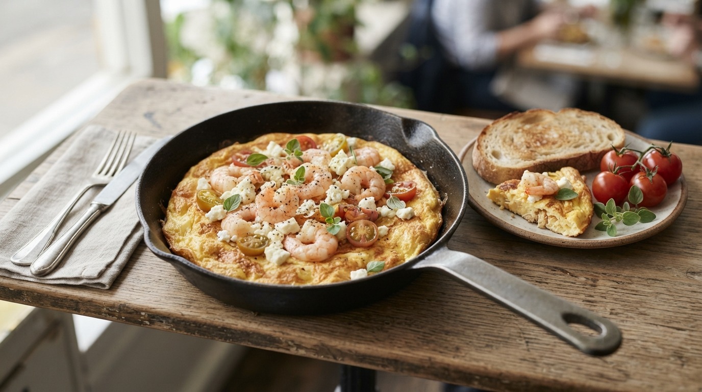 Omelet met Garnalen en Feta