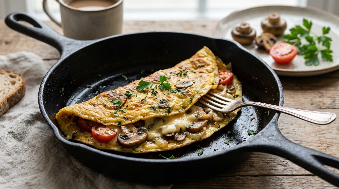 Omelet met Kaas, Champignons en Tomaat recept Omelet met Kaas, Champignons en Tomaat recept