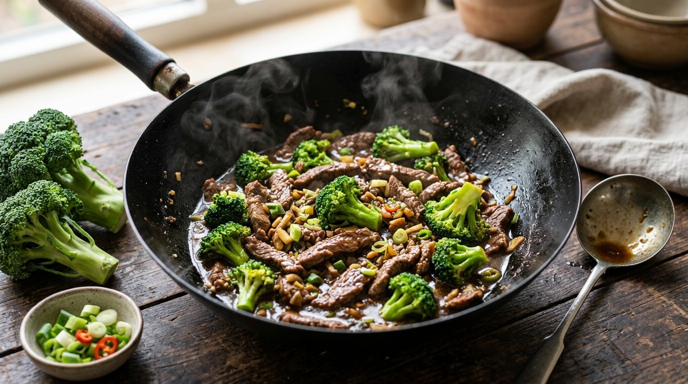 Oosters Rundvlees met Oestersaus en Broccoli
