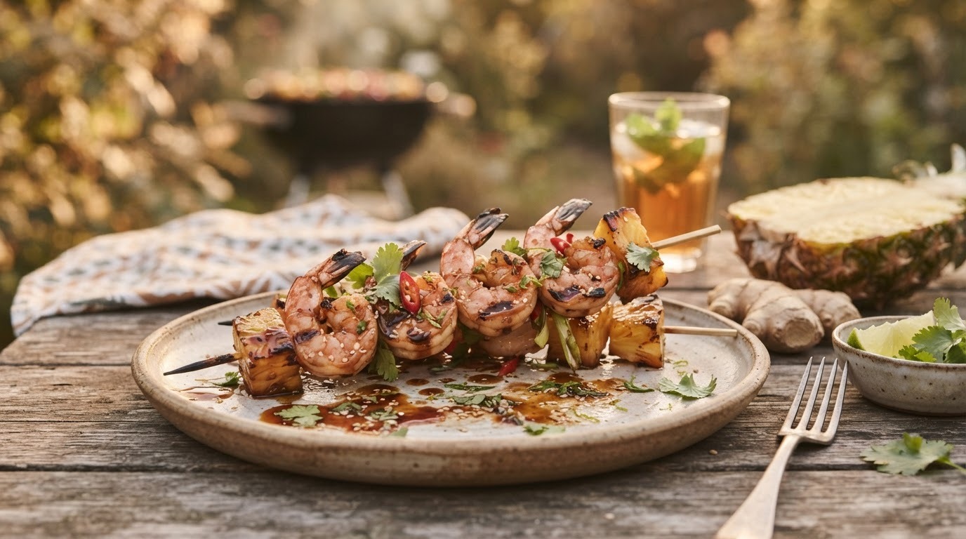 Orientaalse Gamba's in Gember-ketjapmarinade