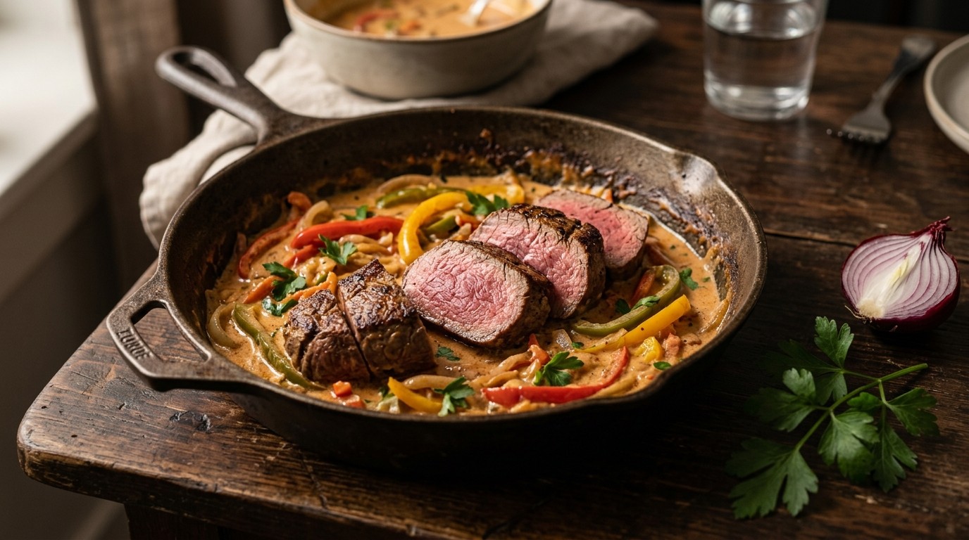 Ossenhaas met Paprika in Romige Saus