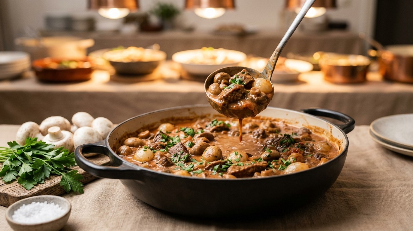 Ossenhaasstoof met Champignons Voor Buffet