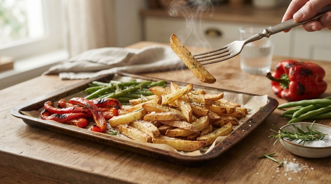 Ovenfrietjes en Groentepaprika recept Ovenfrietjes en Groentepaprika recept