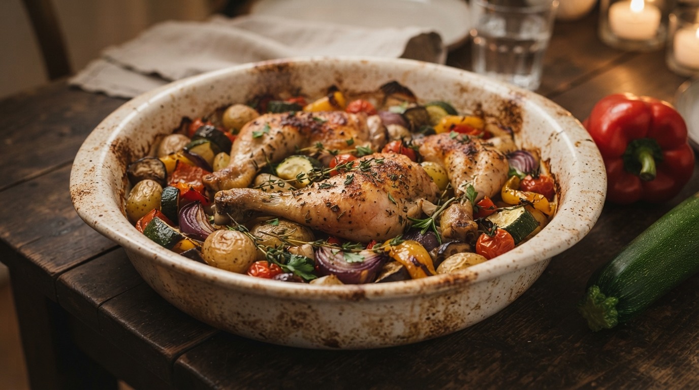 Ovenschotel met Groenten, kip en Aardappel