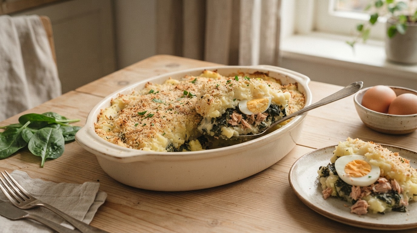 Ovenschotel met Spinazie, ei en Tonijn recept Ovenschotel met Spinazie, ei en Tonijn recept