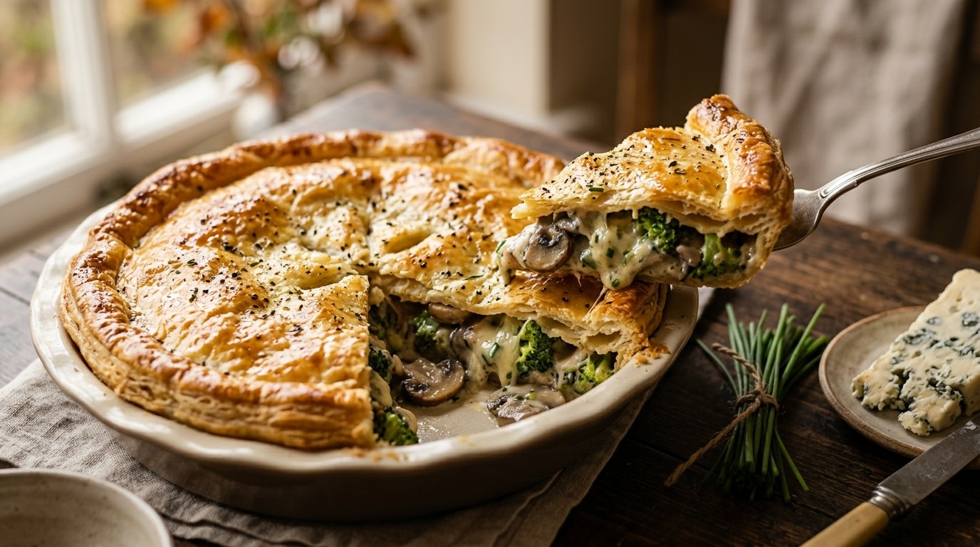 Paddenstoelen-broccolipastei