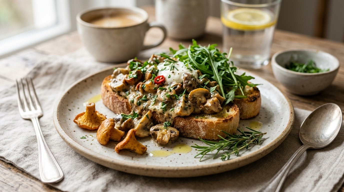Paddenstoelenragout met Kruiden en Room Voor de Brunch