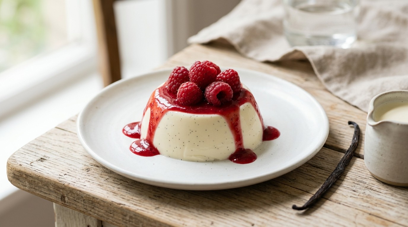 Pannacotta met Frambozen