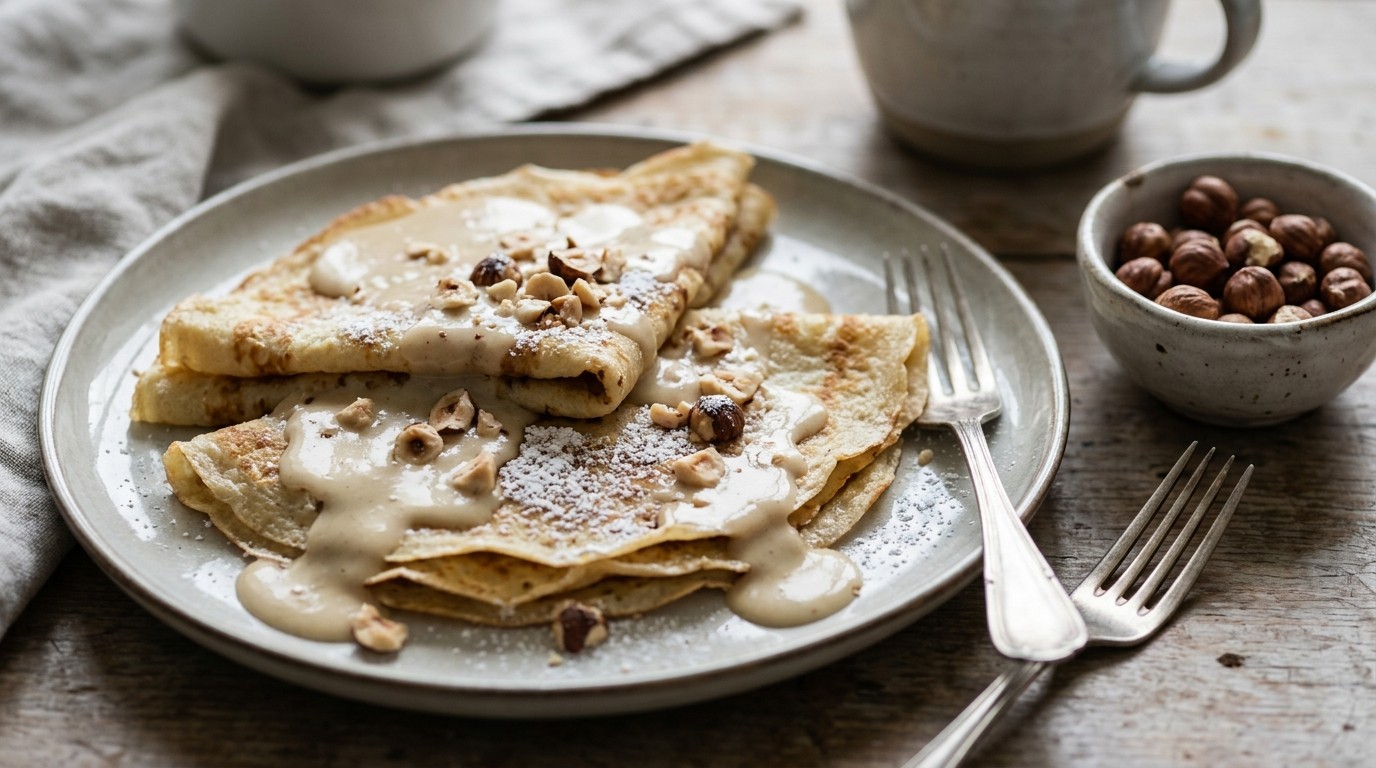 Pannenkoeken met Hazelnotensaus