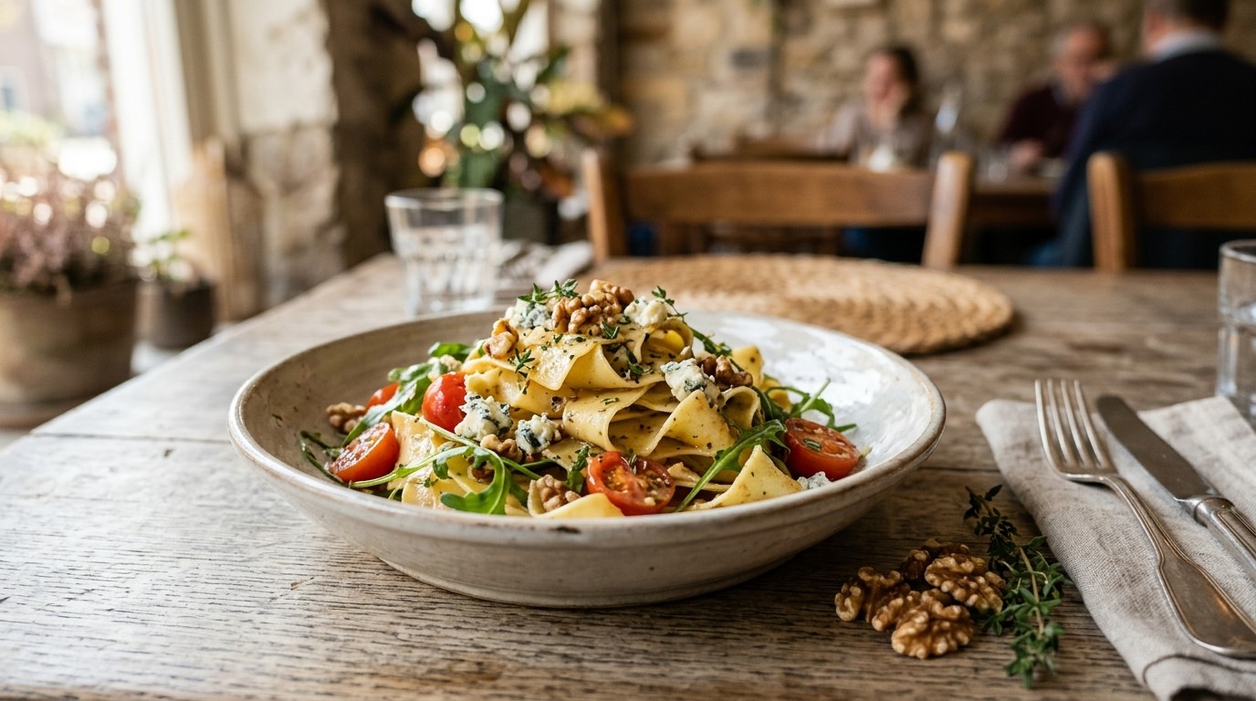 Pappardelle met Rucola en Blauwaderkaas recept Pappardelle met Rucola en Blauwaderkaas recept