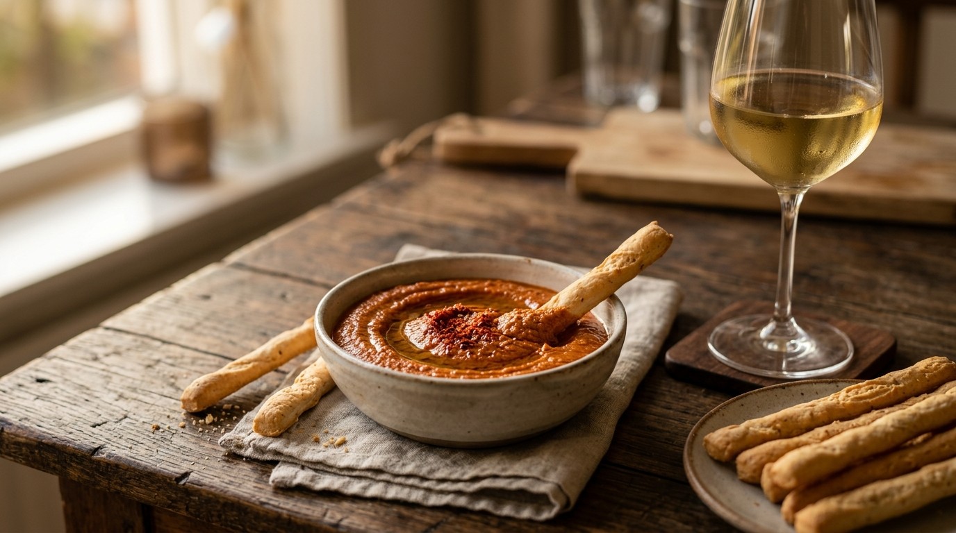 Paprika-amandeldip recept Paprika-amandeldip recept
