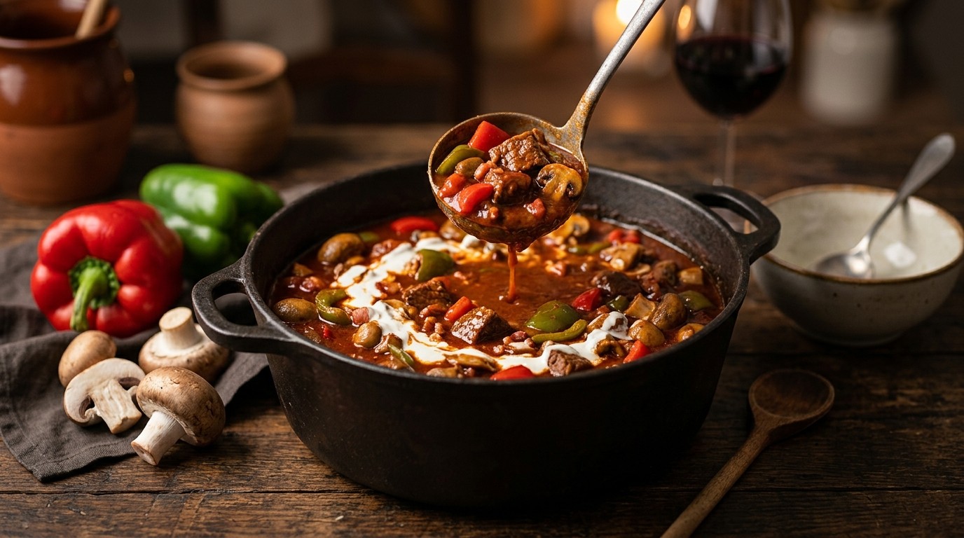 Paprika-champignongoulash recept Paprika-champignongoulash recept
