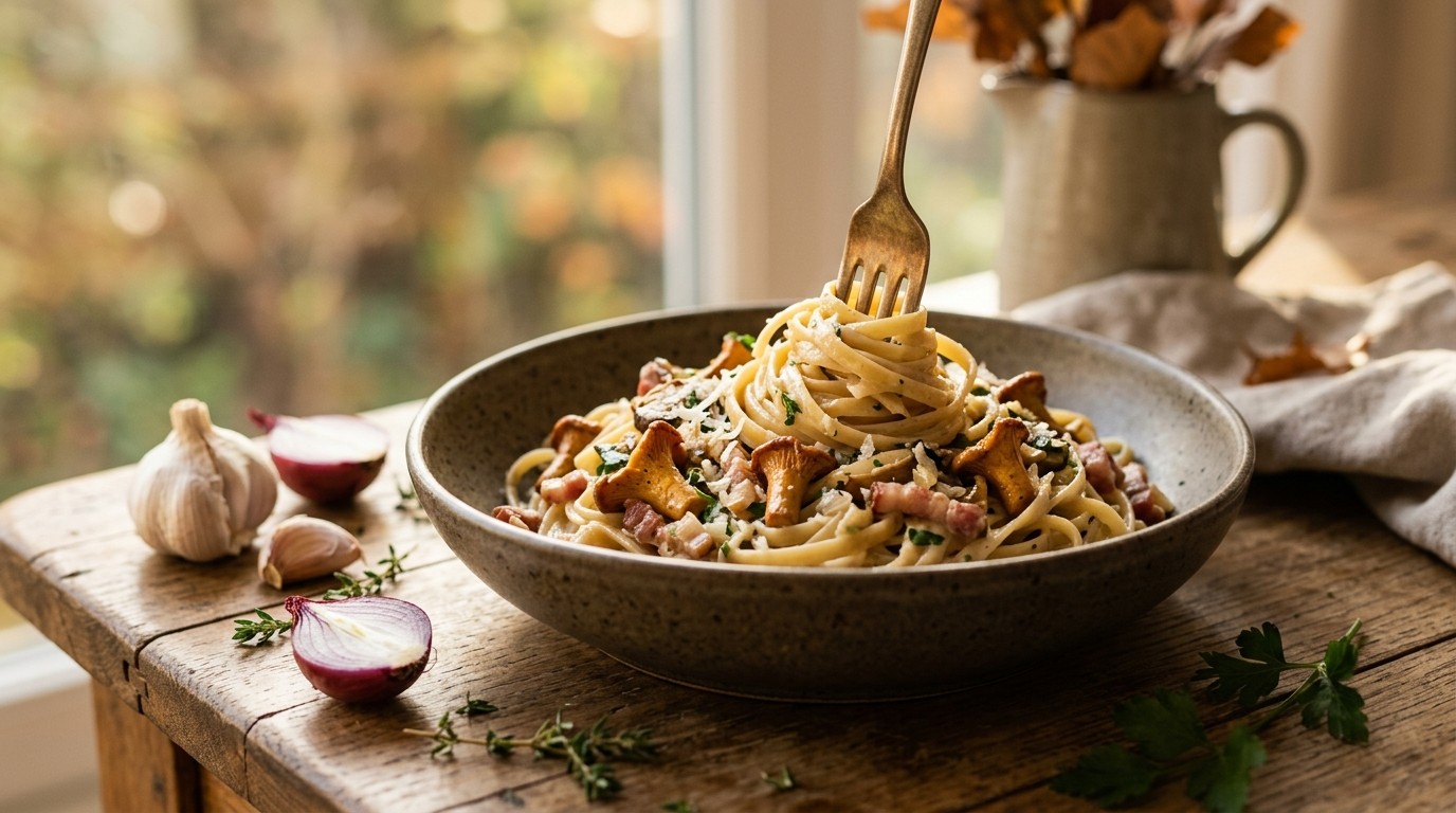 Pasta met Bospaddestoelen