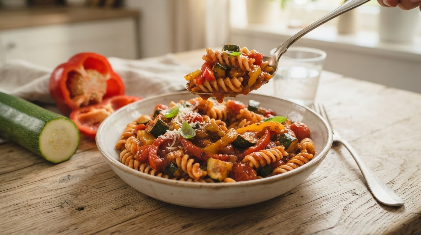 Pasta met Courgette en Paprika