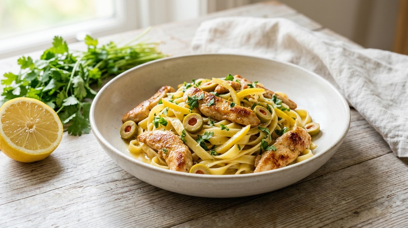 Pasta met kip en Citroen