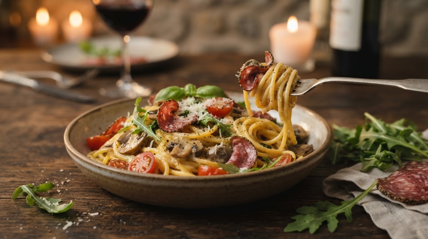 Pasta met Pepersalami en Magor