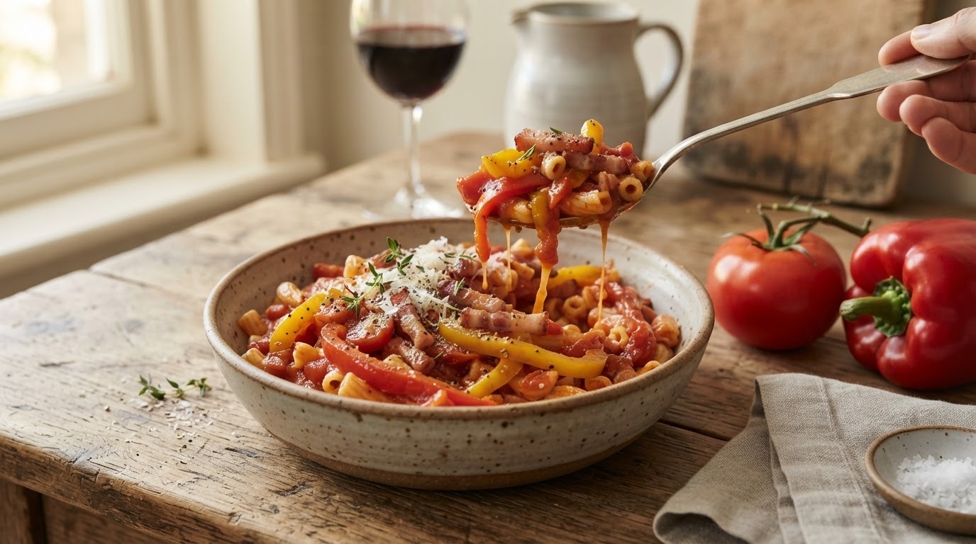 Pasta met Tomaat en Paprika