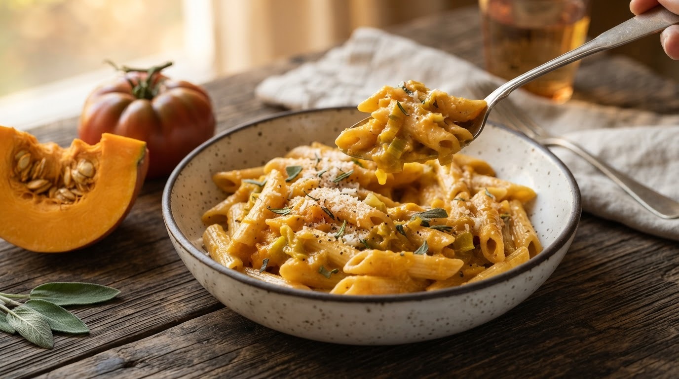 Pasta met Tomaten-pompoensaus