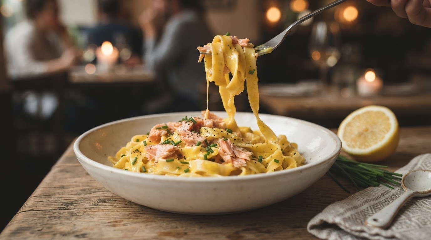 Pasta met Zalm en Safraan