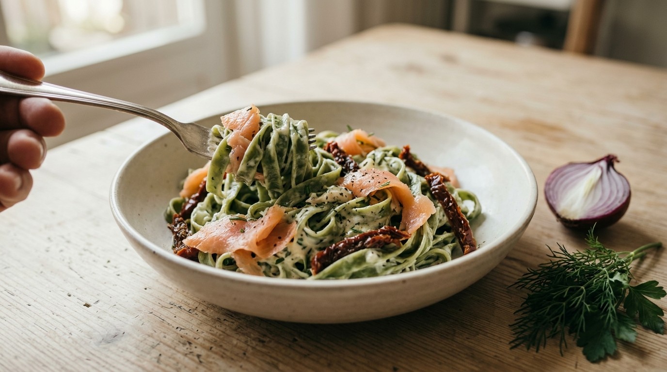 Pasta met Zalm en Zongedroogde Tomaatjes