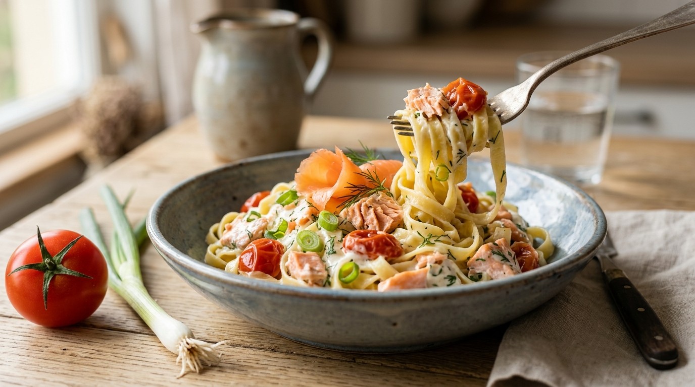 Pasta met Zalmreepjes