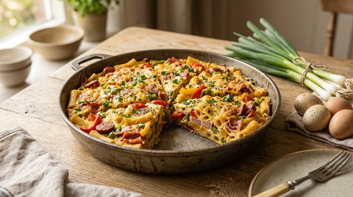 Pasta-omelet met Paprika recept Pasta-omelet met Paprika recept