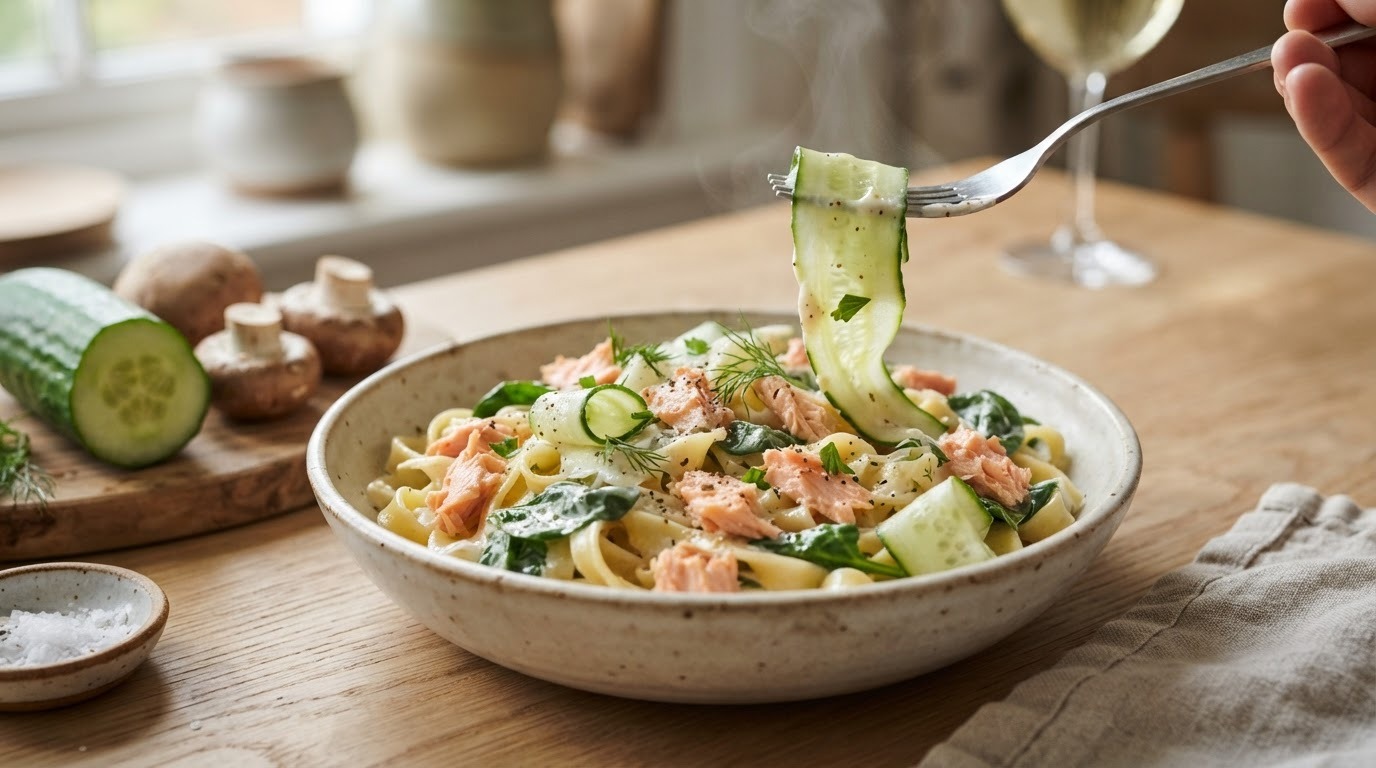 Pasta Zalm met Komkommer
