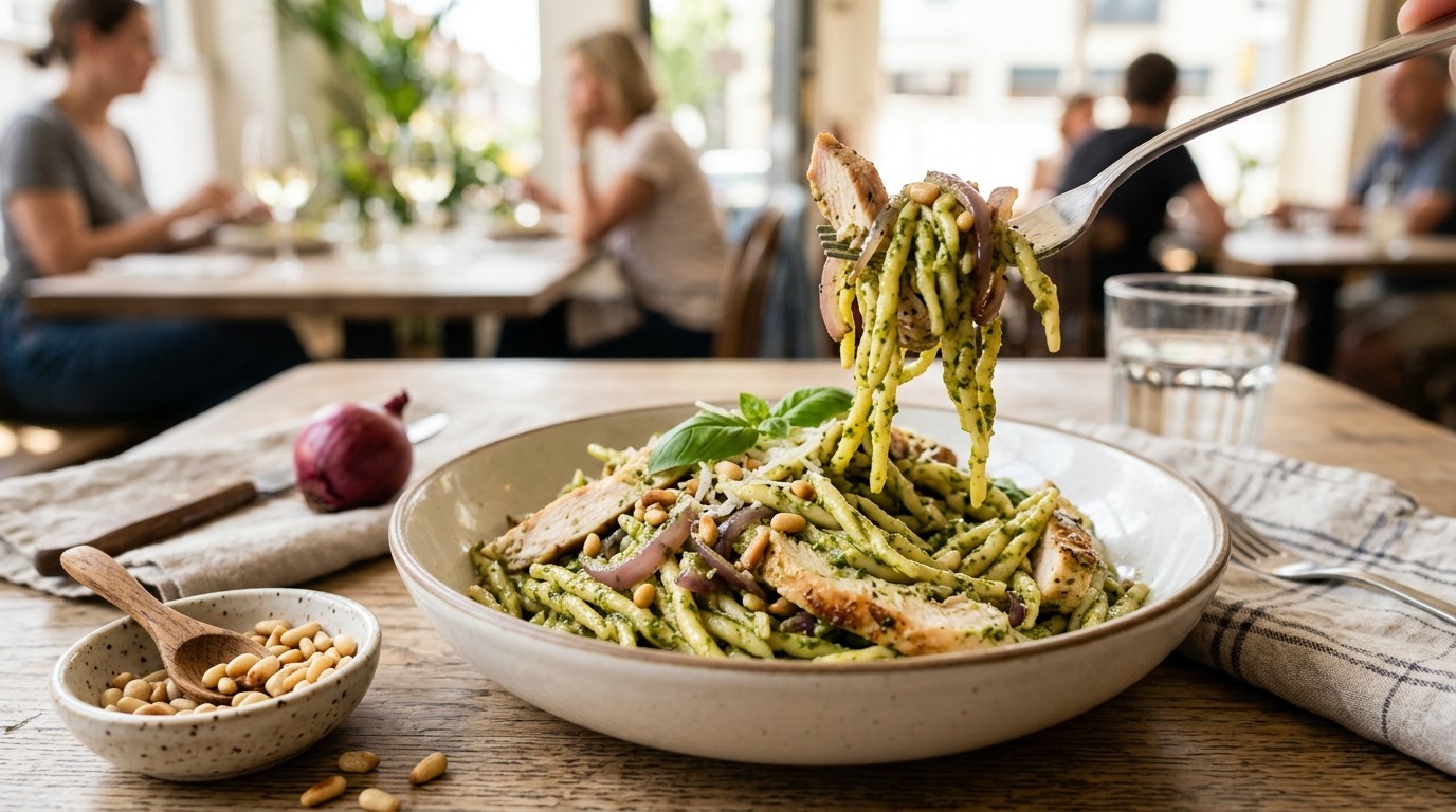 Pastapesto met Kipreepjes
