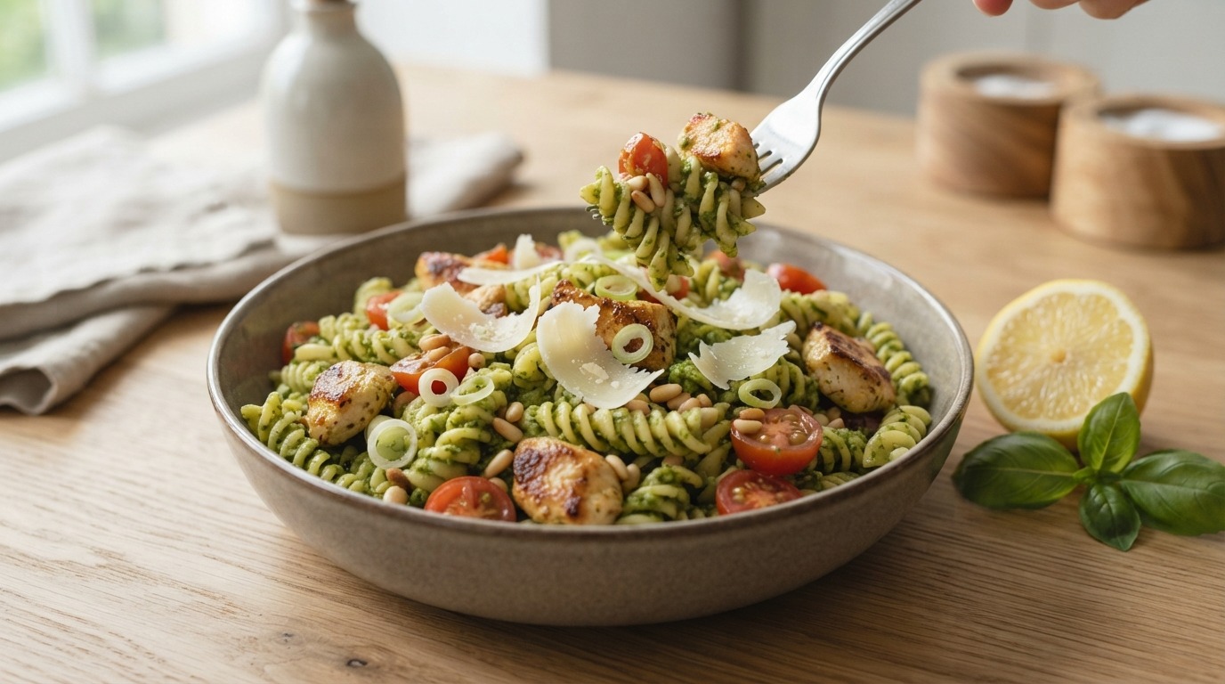 Pastasalade met kip en Pesto
