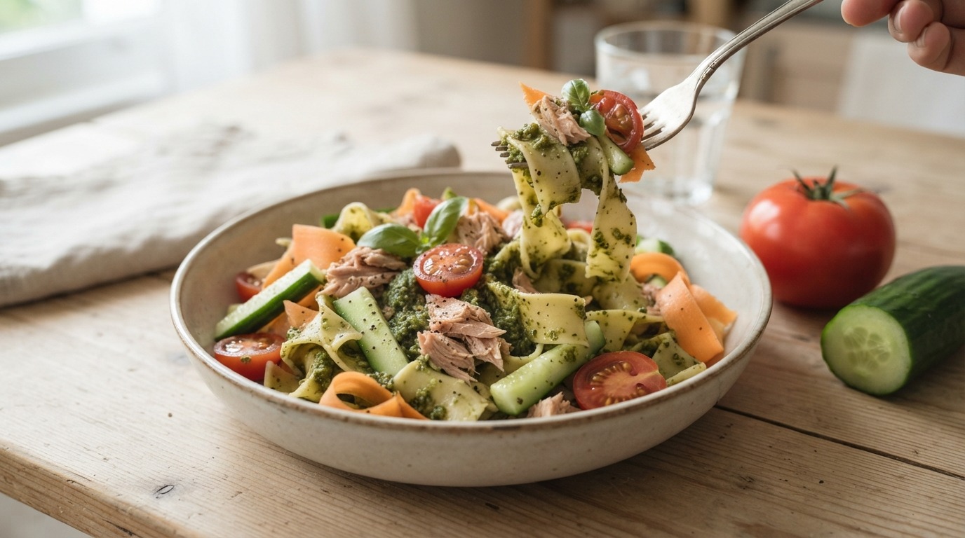 Pastasalade met Pesto en Tonijn