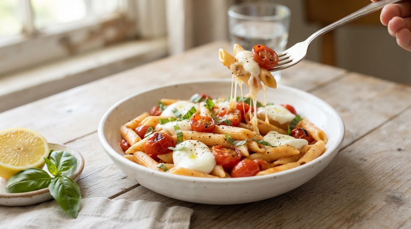 Penne met Cherrytomaatjes en Mozzarella