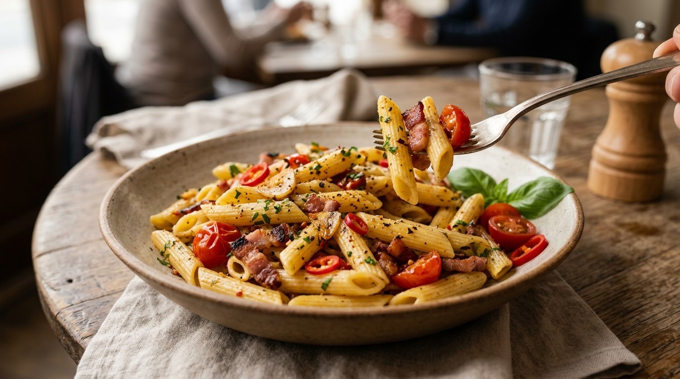 Penne met Pancetta