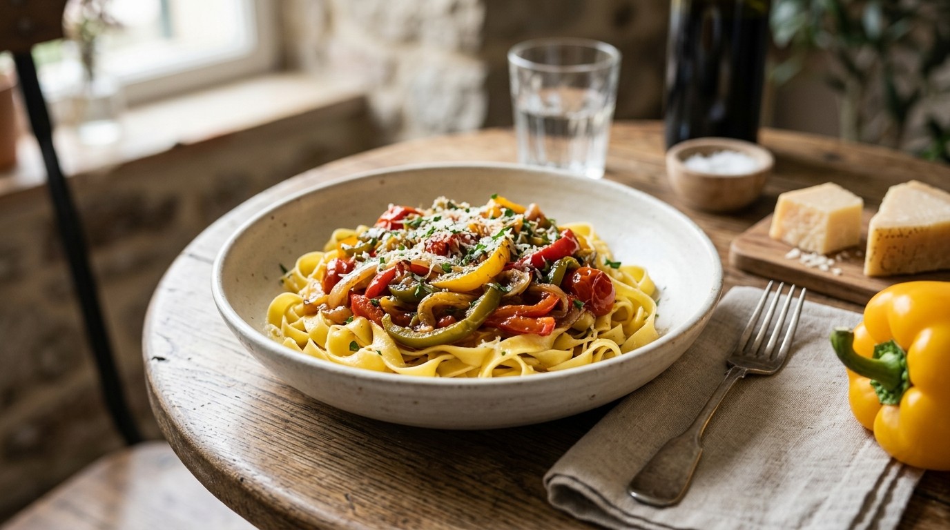 Peperonata met Tagliatelle recept Peperonata met Tagliatelle recept