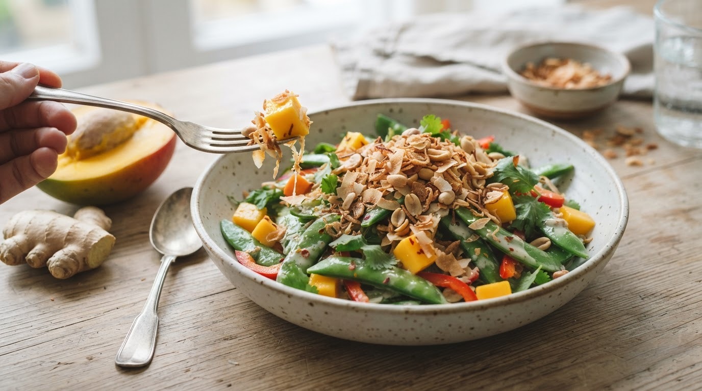 Peultjessalade met Mango en Seroendeng