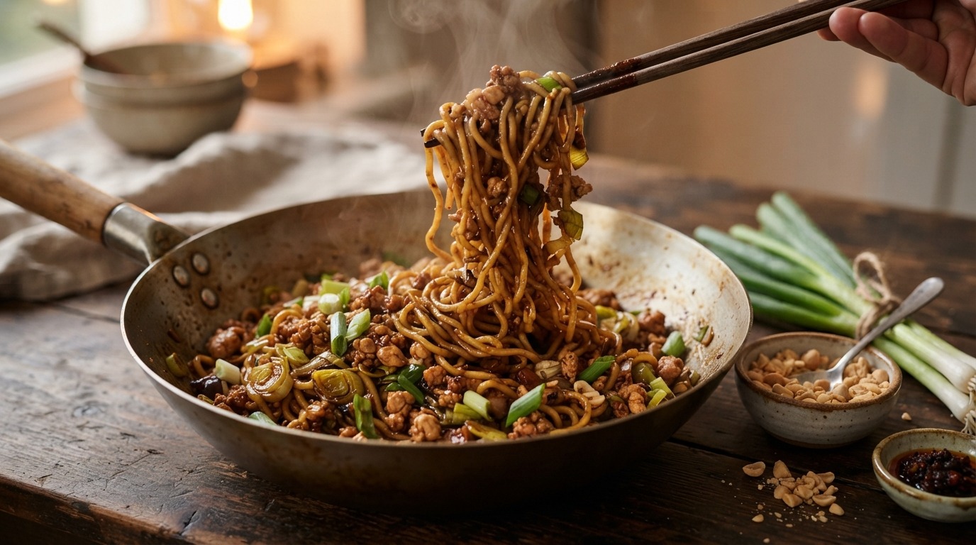 Pikante mie met Gehakt