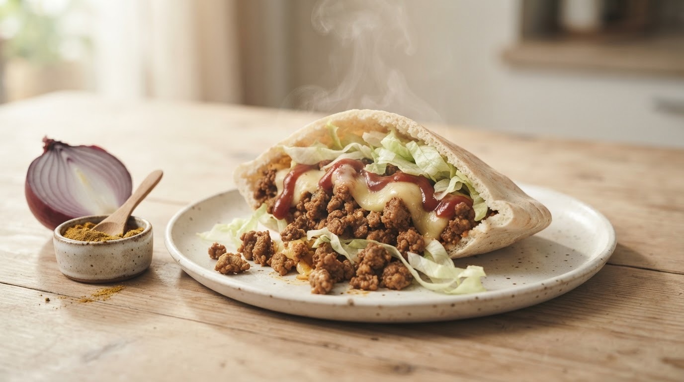 Pita Broodje met Gehakt en Kaas