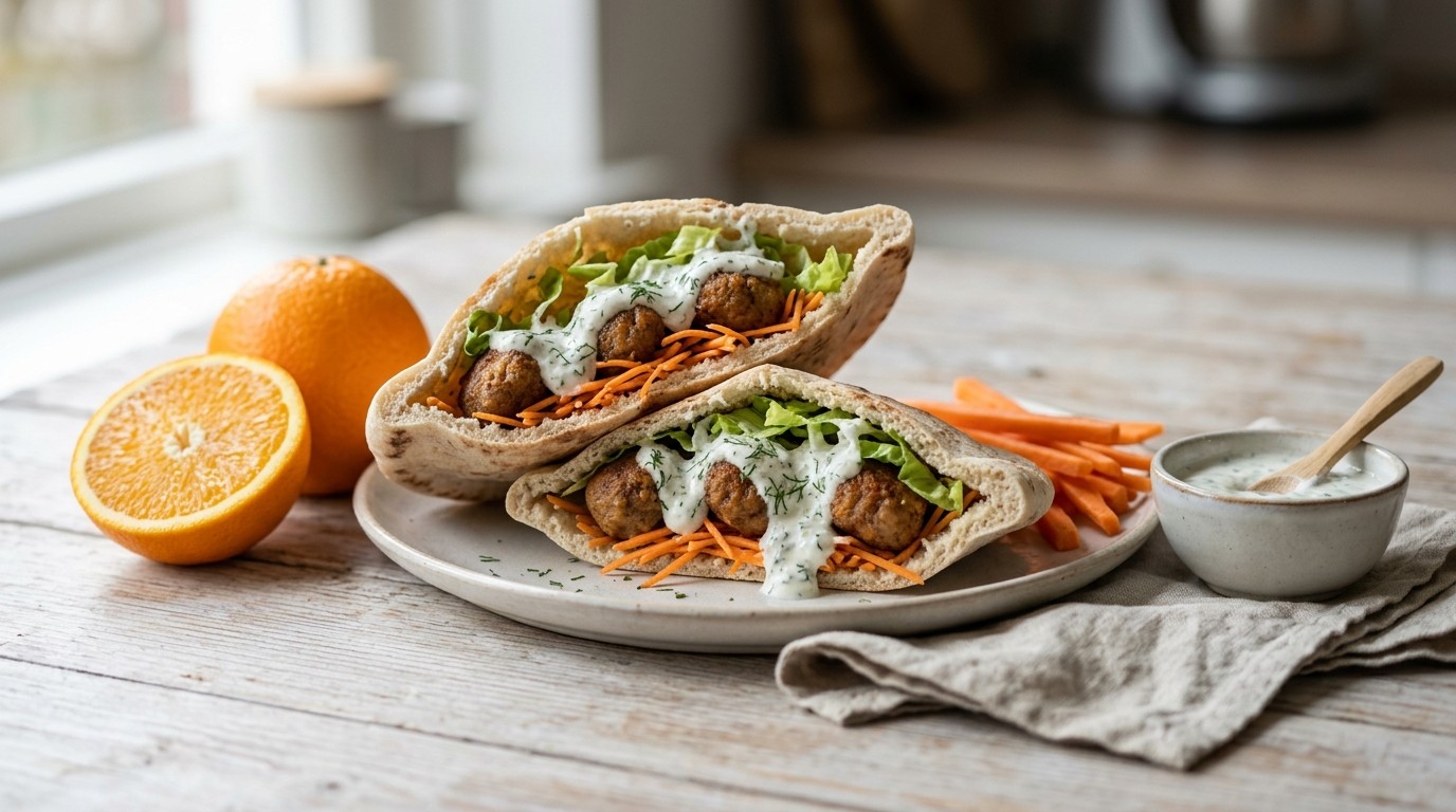 Pita met Gehaktballetjes met Knoflook-yoghurtsaus